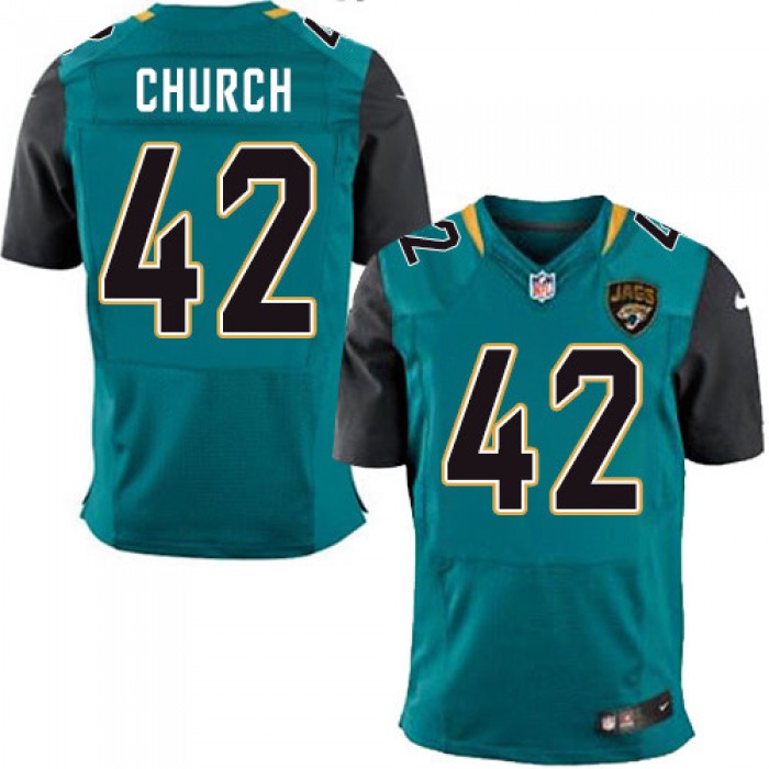 Nike Jaguars #42 Barry Church Teal Green Team Color Men's Stitched NFL Elite Jersey
