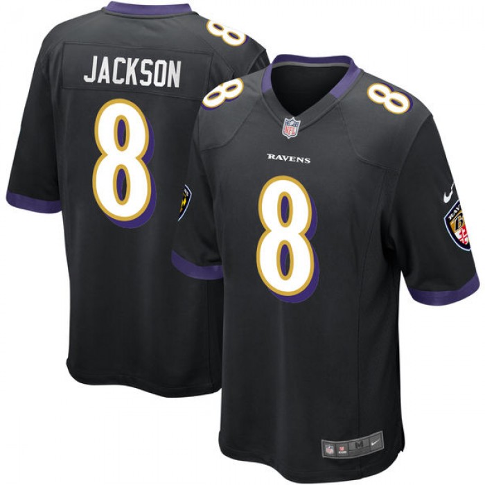 Nike Baltimore Ravens #8 Lamar Jackson Black 2018 NFL Draft Pick Elite Jersey