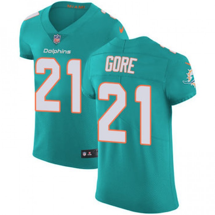 Nike Miami Dolphins #21 Frank Gore Aqua Green Team Color Men's Stitched NFL Vapor Untouchable Elite Jersey