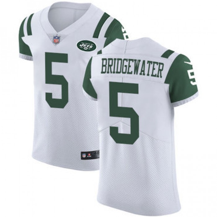 Nike New York Jets #5 Teddy Bridgewater White Men's Stitched NFL Vapor Untouchable Elite Jersey
