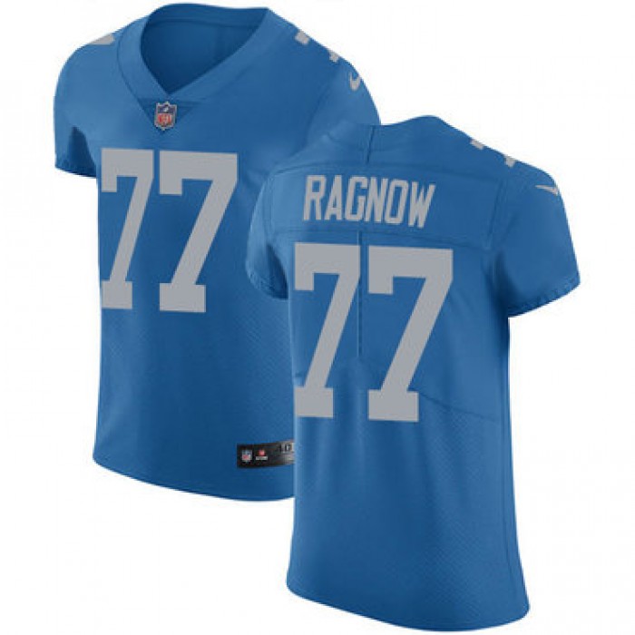 Nike Detroit Lions #77 Frank Ragnow Blue Throwback Men's Stitched NFL Vapor Untouchable Elite Jersey