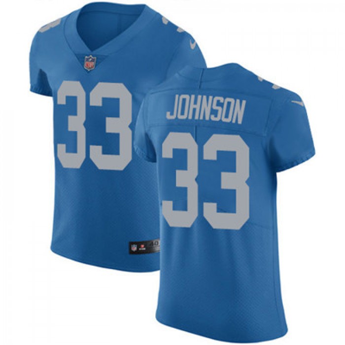 Nike Detroit Lions #33 Kerryon Johnson Blue Throwback Men's Stitched NFL Vapor Untouchable Elite Jersey