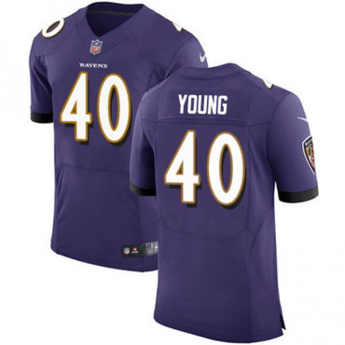 Nike Baltimore Ravens #40 Kenny Young Purple Team Color Men's Stitched NFL Vapor Untouchable Elite Jersey