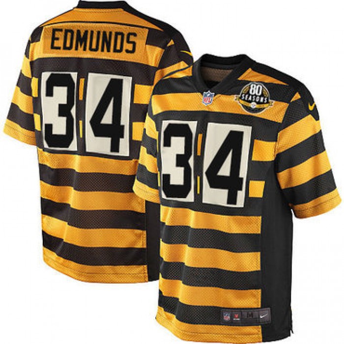 Nike Pittsburgh Steelers #34 Terrell Edmunds Yellow Black Alternate Men's Stitched NFL 80TH Throwback Elite Jersey