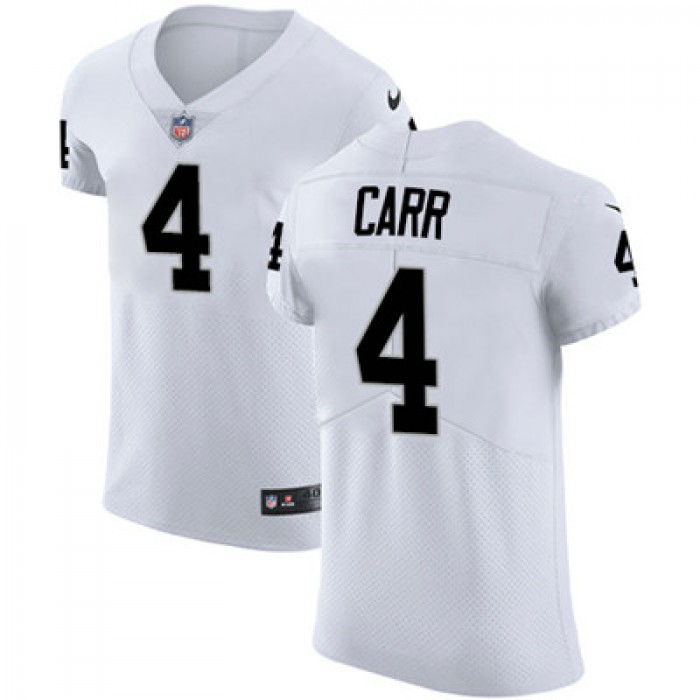 Nike Oakland Raiders #4 Derek Carr White Men's Stitched NFL Vapor Untouchable Elite Jersey