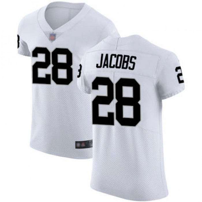Raiders #28 Josh Jacobs White Men's Stitched Football Vapor Untouchable Elite Jersey