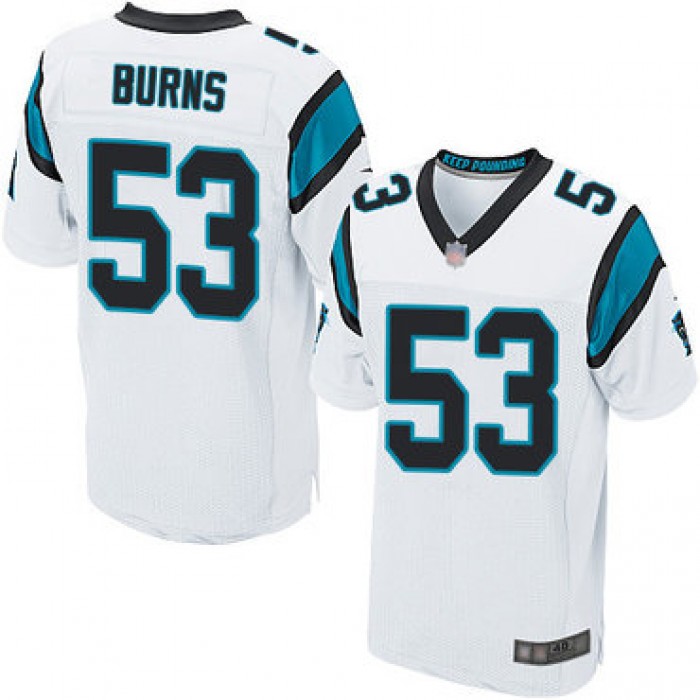Panthers #53 Brian Burns White Men's Stitched Football Elite Jersey