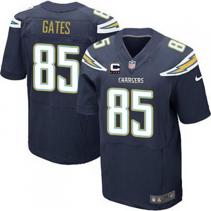 Nike San Diego Chargers #85 Antonio Gates 2013 Navy Blue C Patch Elite Jersey