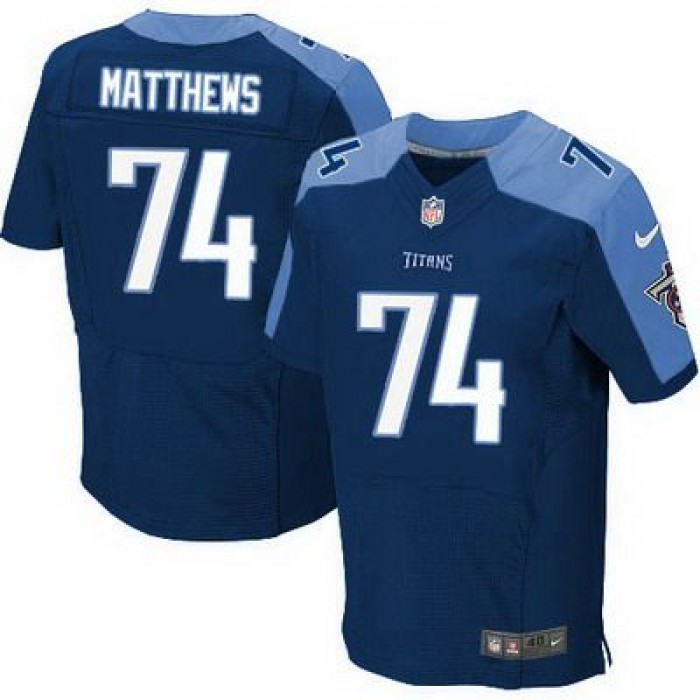 Men's Tennessee Titans #74 Bruce Matthews Nike Navy Blue Elite Jersey