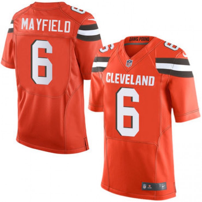 Nike Cleveland Browns #6 Baker Mayfield Orange 2018 NFL Draft Pick Elite Jersey