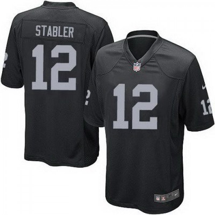 Youth Oakland Raiders #12 Ken Stabler Nike Black Game Jersey