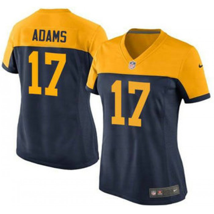 Women's Green Bay Packers #17 Davante Adams Navy Blue With Gold NFL Nike Game Jersey