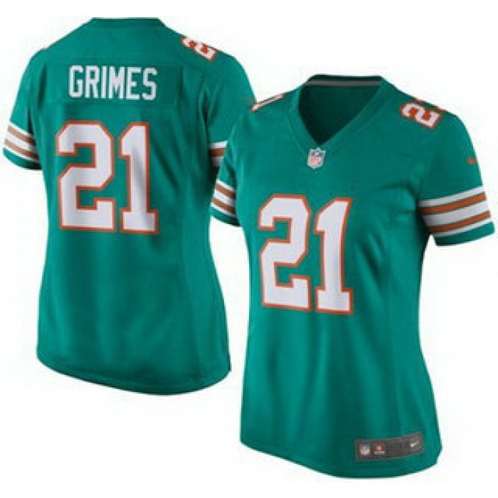 Women's Miami Dolphins #21 Brent Grimes Aqua Green Alternate 2015 NFL Nike Game Jersey