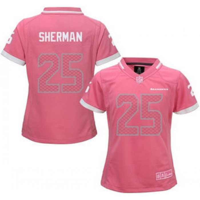 Women's Seattle Seahawks #25 Richard Sherman Pink Bubble Gum 2015 NFL Jersey