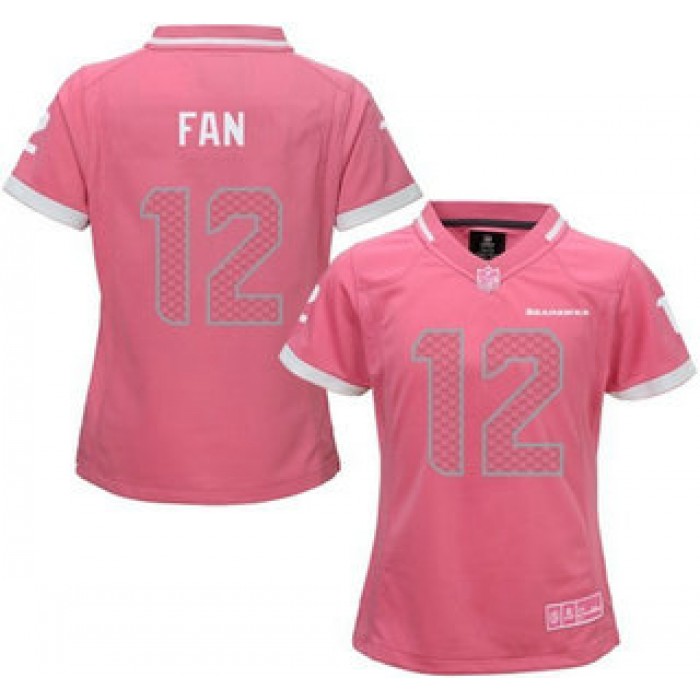Women's Seattle Seahawks #12 Fan Pink Bubble Gum 2015 NFL Jersey