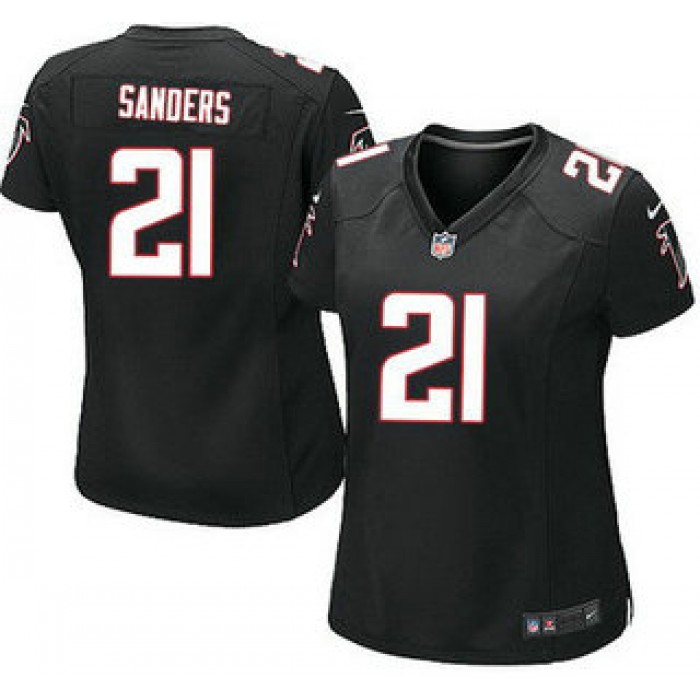 Women's Atlanta Falcons #21 Deion Sanders Black Retired Player NFL Nike Game Jersey