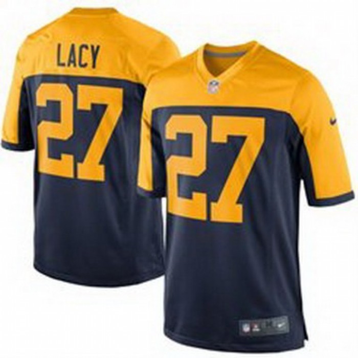 Men's Green Bay Packers #27 Eddie Lacy Navy Blue Gold Alternate NFL Nike Game Jersey