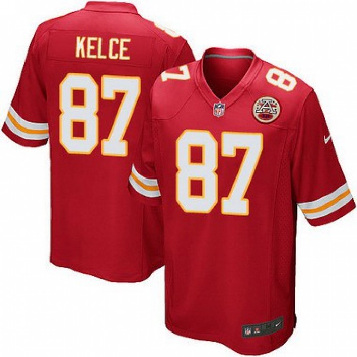 Men's Kansas City Chiefs #87 Travis Kelce Red Team Color NFL Nike Game Jersey