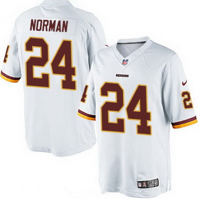 Men's Washington Redskins #24 Josh Norman White Road Stitched NFL Nike Game Jersey