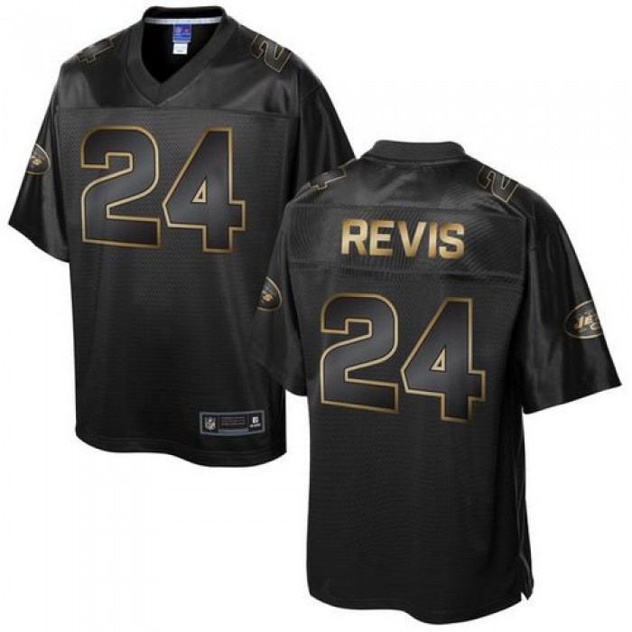 Nike Jets #24 Darrelle Revis Pro Line Black Gold Collection Men's Stitched NFL Game Jersey