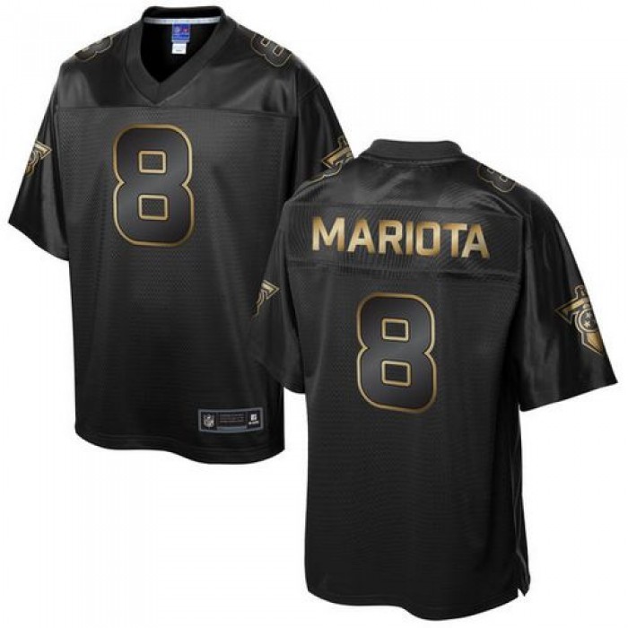 Nike Titans #8 Marcus Mariota Pro Line Black Gold Collection Men's Stitched NFL Game Jersey