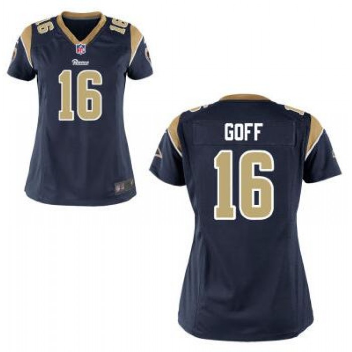 Women's Los Angeles Rams #16 Jared Goff Nike Navy 2016 Draft Pick Game Jersey