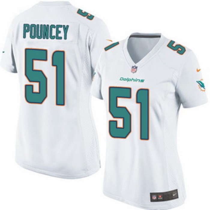 Women's Miami Dolphins #51 Mike Pouncey NFL Road White Nike jersey