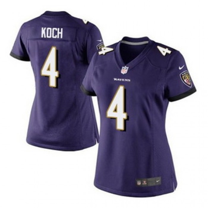 Women's Baltimore Ravens #4 Sam Koch Nike Game Purple Home Jersey