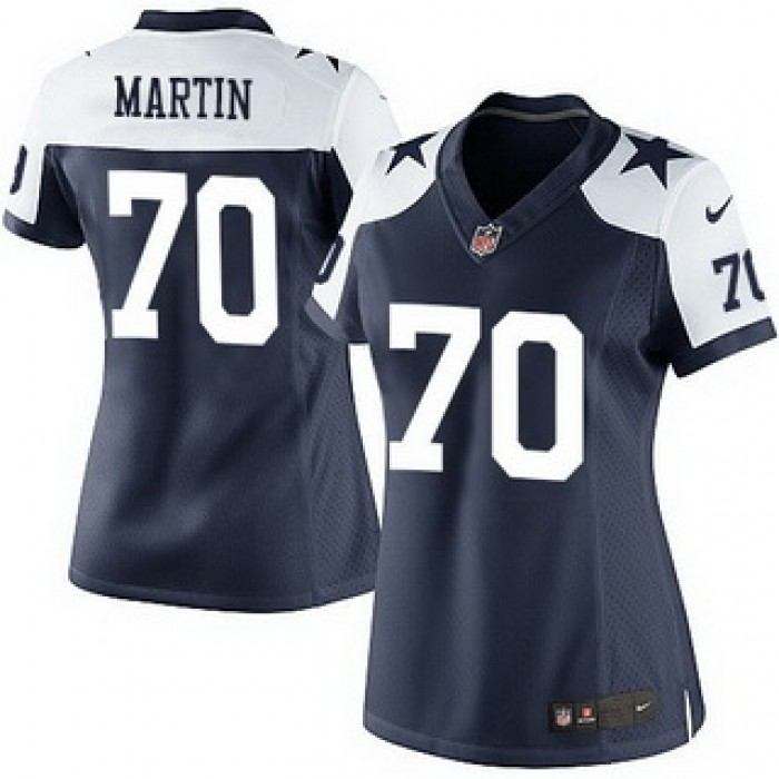 Women's Dallas Cowboys #70 Zack Martin Nay Blue Thanksgiving Alternate NFL game Jersey