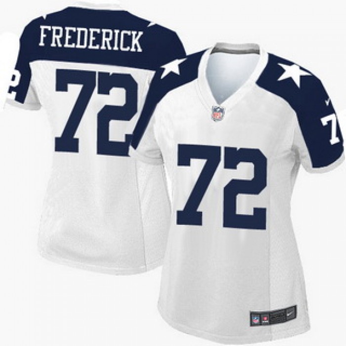 Women's Dallas Cowboys #72 Travis Frederick white Thanksgiving Alternate NFL game Jersey