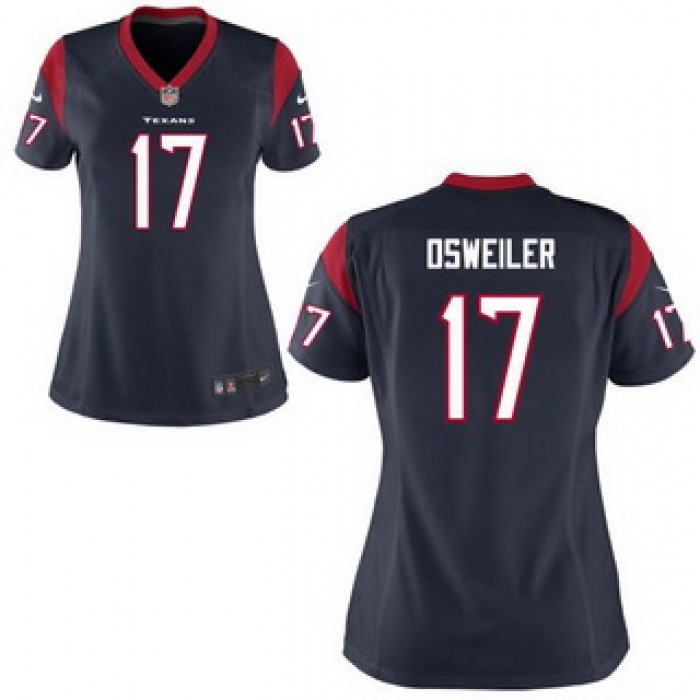 Women's Houston Texans #17 Brock Osweiler Navy Blue Team Color NFL Nike Game Jersey