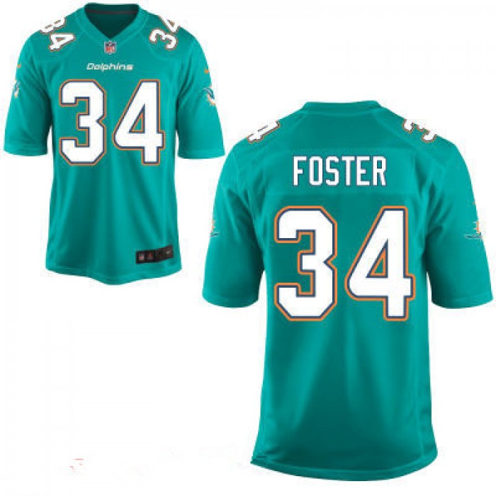 Youth Miami Dolphins #34 Arian Foster Aqua Green Team Color Stitched NFL Nike Game Jersey