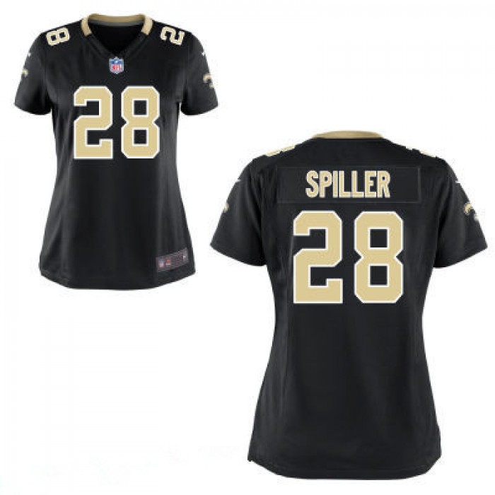 Women's New Orleans Saints #28 C.J. Spiller Black Team Color Stitched NFL Nike Game Jersey