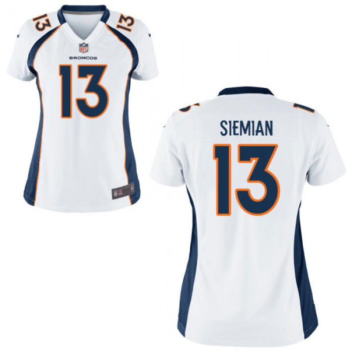 Women’s Denver Broncos #13 Trevor Siemian White Road Stitched NFL Nike Game Jersey