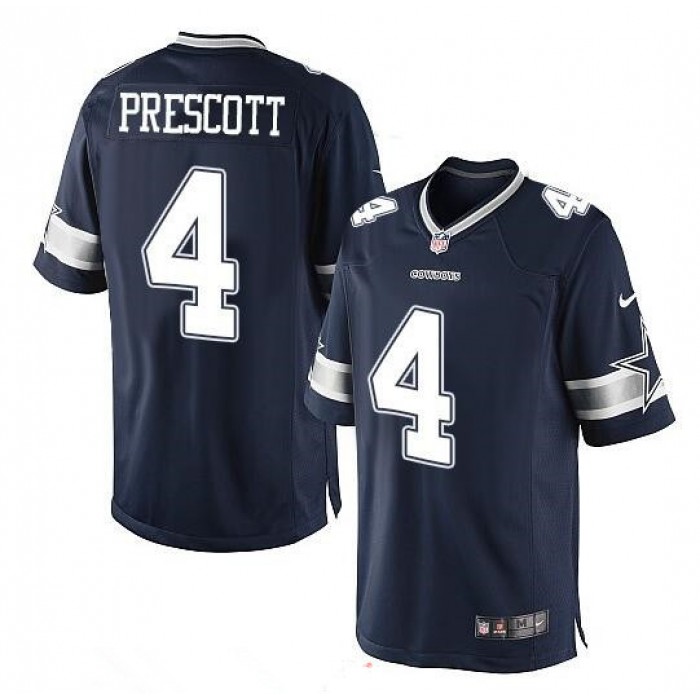 Men's Dallas Cowboys #4 Dak Prescott Navy Blue Team Color Stitched NFL Nike Game Jersey