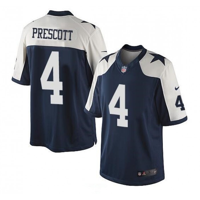 Youth Dallas Cowboys #4 Dak Prescott Navy Blue Thanksgiving Alternate Stitched NFL Nike Game Jersey
