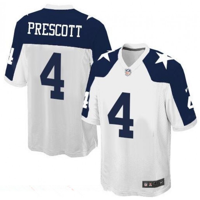 Youth Dallas Cowboys #4 Dak Prescott White Thanksgiving Alternate Stitched NFL Nike Game Jersey