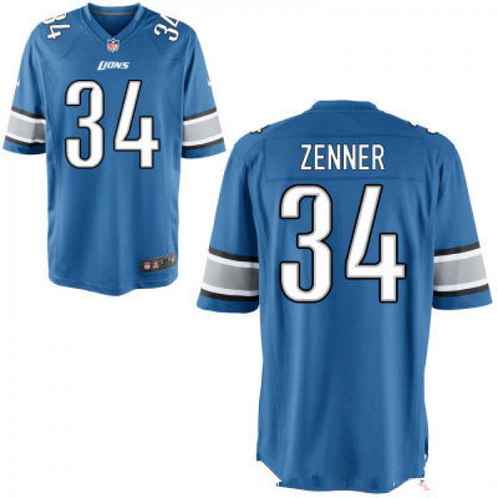 Men's Detroit Lions #34 Zach Zenner Light Blue Team Color Stitched NFL Nike Game Jersey