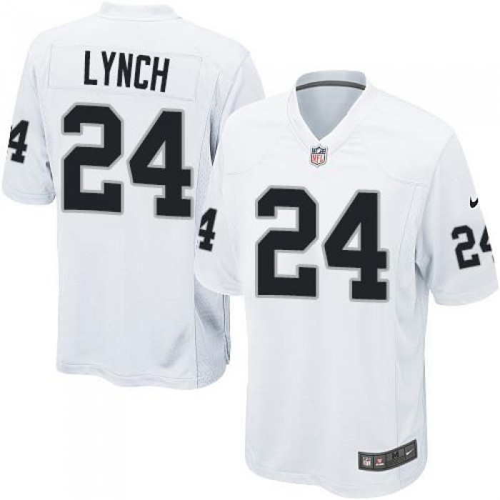 Youth Nike Raiders #24 Marshawn Lynch White Stitched NFL Elite Jersey