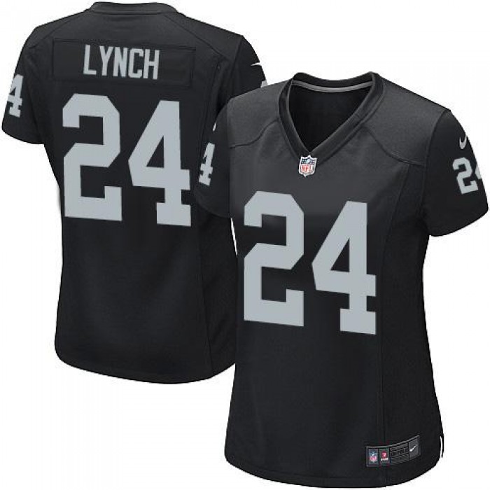 Women's Nike Raiders #24 Marshawn Lynch Black Team Color Stitched NFL Elite Jersey