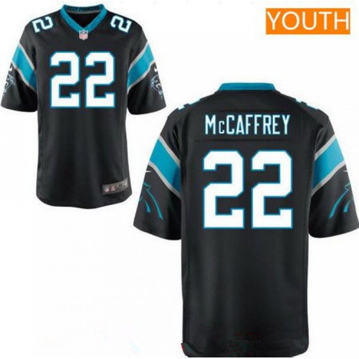 Youth 2017 NFL Draft Carolina Panthers #22 Christian McCaffrey Black Team Color Stitched NFL Nike Game Jersey