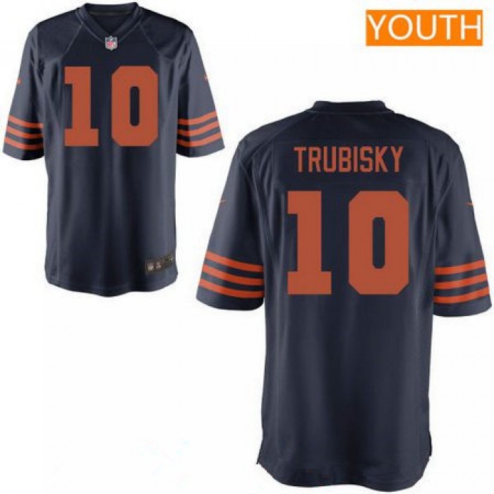 Youth 2017 NFL Draft Chicago Bears #10 Mitchell Trubisky Blue with Orange Alternate Stitched NFL Nike Game Jersey