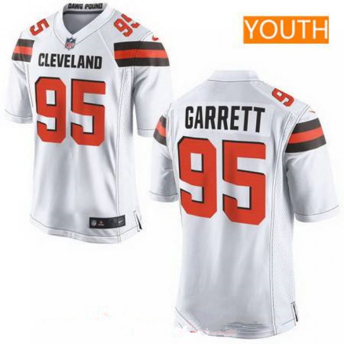 Youth 2017 NFL Draft Cleveland Browns #95 Myles Garrett White Road Stitched NFL Nike Game Jersey