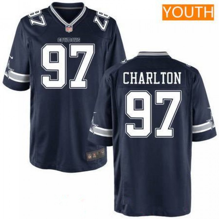 Youth 2017 NFL Draft Dallas Cowboys #97 Taco Charlton Navy Blue Team Color Stitched NFL Nike Game Jersey