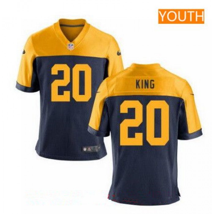 Youth 2017 NFL Draft Green Bay Packers #20 Kevin King Navy Blue Gold Alternate Stitched NFL Nike Game Jersey