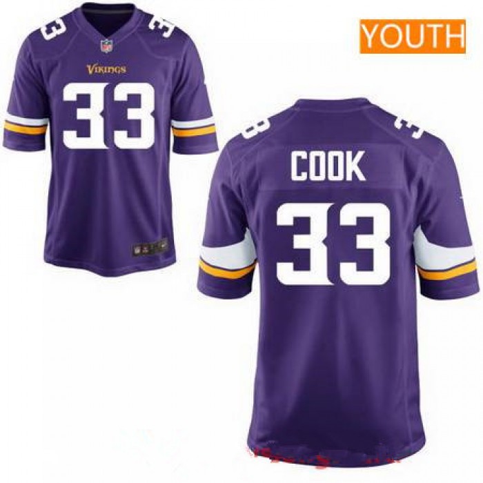 Youth 2017 NFL Draft Minnesota Vikings #33 Dalvin Cook Purple Team Color Stitched NFL Nike Game Jersey