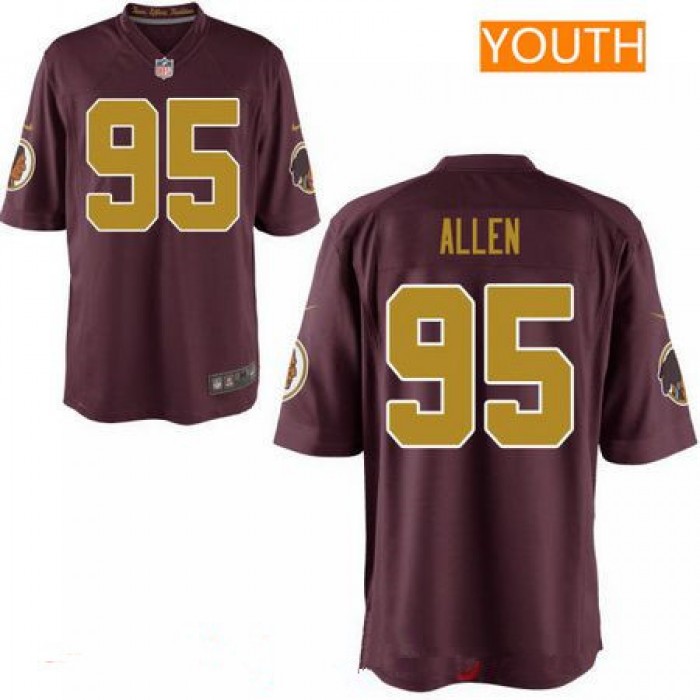 Youth 2017 NFL Draft Washington Redskins #95 Jonathan Allen Red with Gold Alternate Stitched NFL Nike Game Jersey