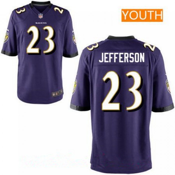 Youth Baltimore Ravens #23 Tony Jefferson Purple Team Color Stitched NFL Nike Game Jersey