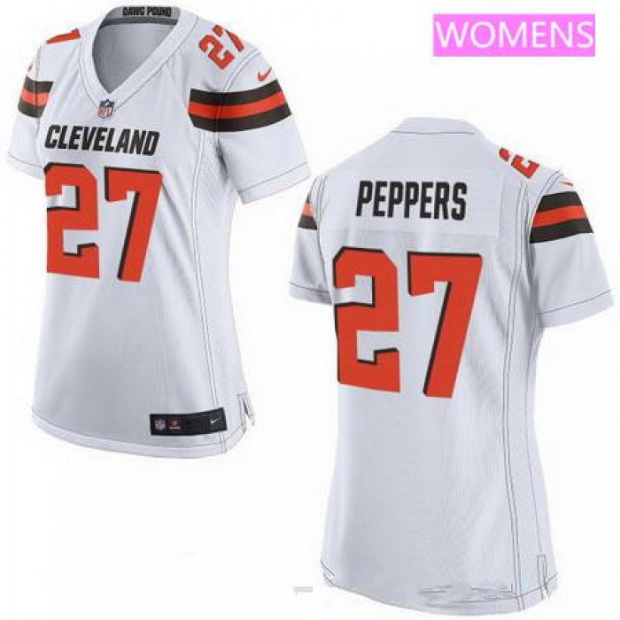 Women's 2017 NFL Draft Cleveland Browns #27 Jabrill Peppers White Road Stitched NFL Nike Game Jersey