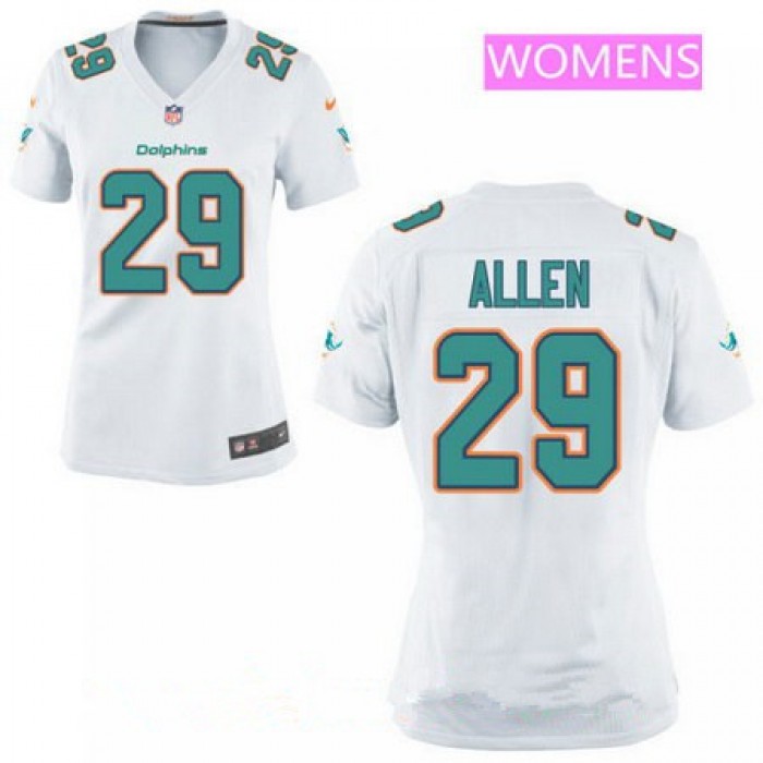 Women's Miami Dolphins #29 Nate Allen White Road Stitched NFL Nike Game Jersey